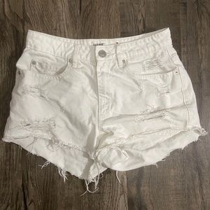 White garage shorts